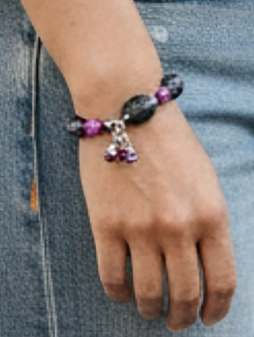 Handmade Purple Amethyst and Fuschia Beaded Bracelet